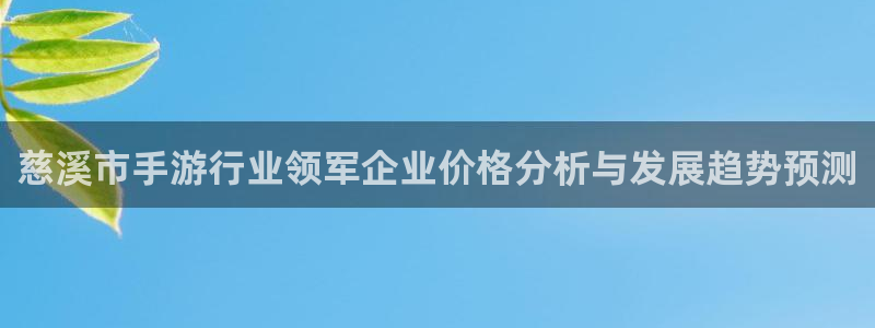 28大神加拿大在线开奖：慈溪市手游行业领军企业价格分析与发展